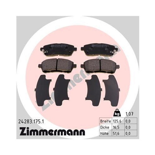 ZIMMERMANN Bremsbelagsatz, Scheibenbremse 24283.175.1