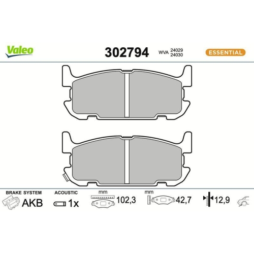 VALEO Bremsbelagsatz, Scheibenbremse ESSENTIAL 302794