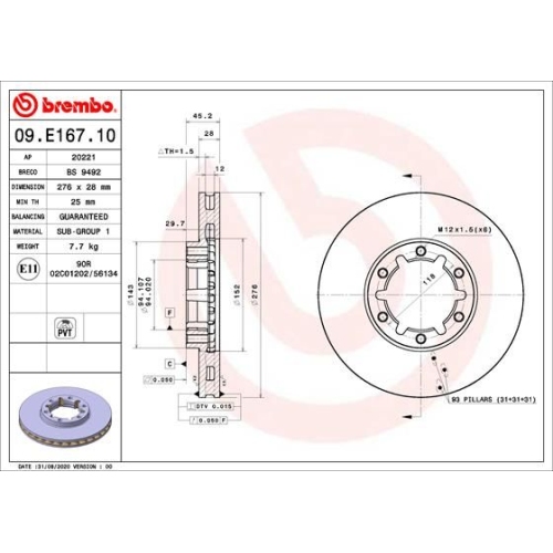 BREMBO Bremsscheibe PRIME LINE 09.E167.10