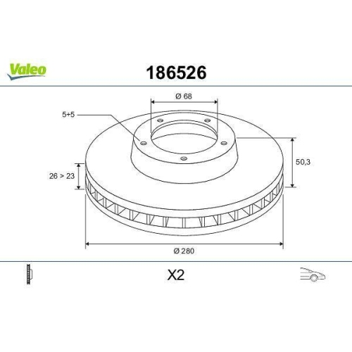 VALEO Bremsscheibe 186526