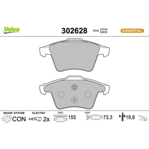 VALEO Bremsbelagsatz, Scheibenbremse ESSENTIAL 302628