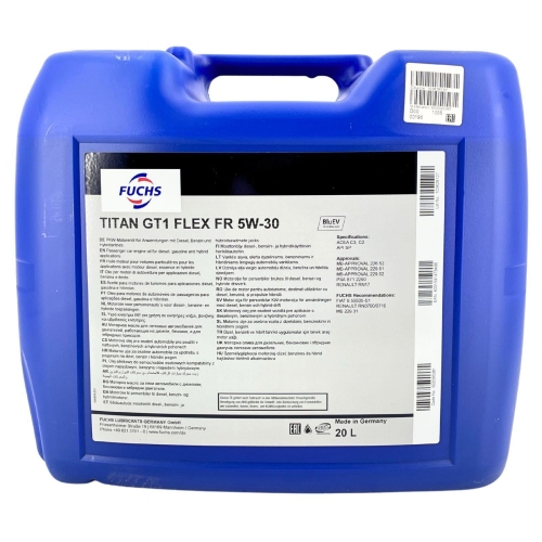 Motor&ouml;l Motoren&ouml;l Fuchs Titan GT1 Flex FR 5W-30 20 Liter Kanister 602095381