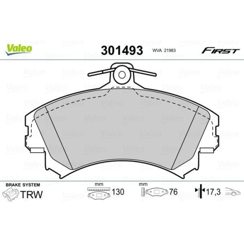 VALEO Bremsbelagsatz, Scheibenbremse FIRST 301493