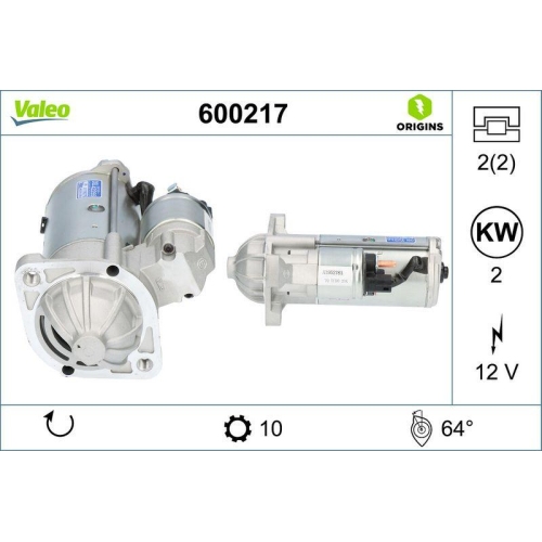 VALEO Starter VALEO ORIGINS - NEW O.E. TECHNOLOGIE 600217