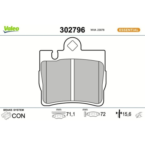 VALEO Bremsbelagsatz, Scheibenbremse ESSENTIAL 302796