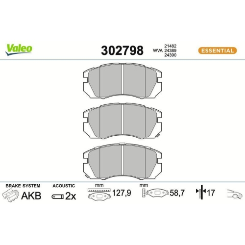 VALEO Bremsbelagsatz, Scheibenbremse ESSENTIAL 302798