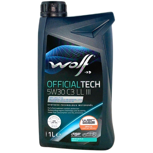 Motor&ouml;l Motoren&ouml;l Wolf OfficialTech 5W-30 C3 LL III 1 Liter Flasche 1051682