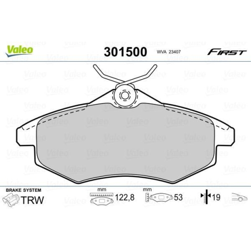 VALEO Bremsbelagsatz, Scheibenbremse FIRST 301500