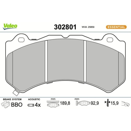 VALEO Bremsbelagsatz, Scheibenbremse ESSENTIAL 302801