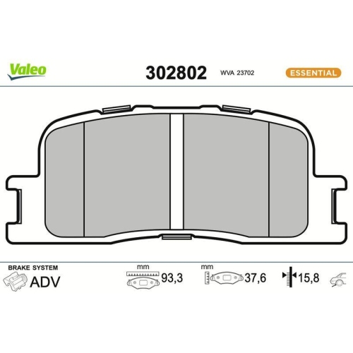 VALEO Bremsbelagsatz, Scheibenbremse ESSENTIAL 302802