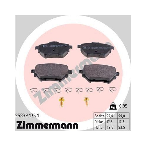 ZIMMERMANN Bremsbelagsatz, Scheibenbremse 25839.175.1