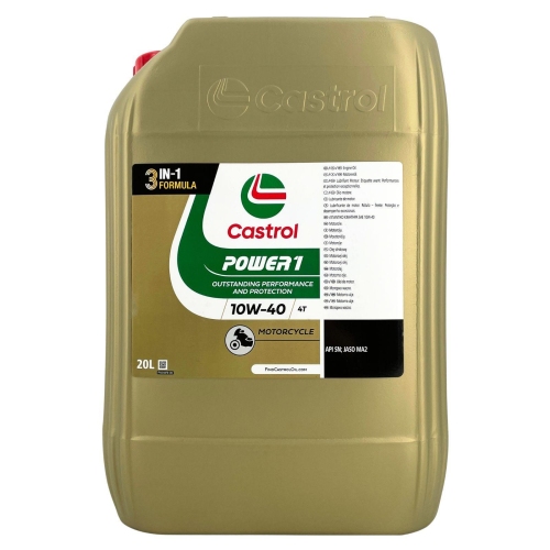 Motor&ouml;l CASTROL Power 1 4T 10W-40 20 Liter Teilsynthetisch Motorrad&ouml;l 15043A