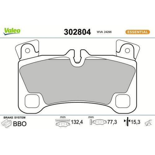 VALEO Bremsbelagsatz, Scheibenbremse ESSENTIAL 302804