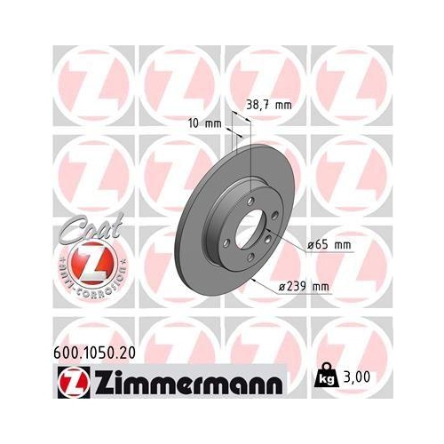 ZIMMERMANN Bremsscheibe COAT Z 600.1050.20