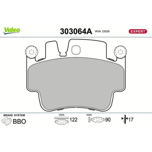 VALEO Bremsbelagsatz, Scheibenbremse EXPERT 303064A