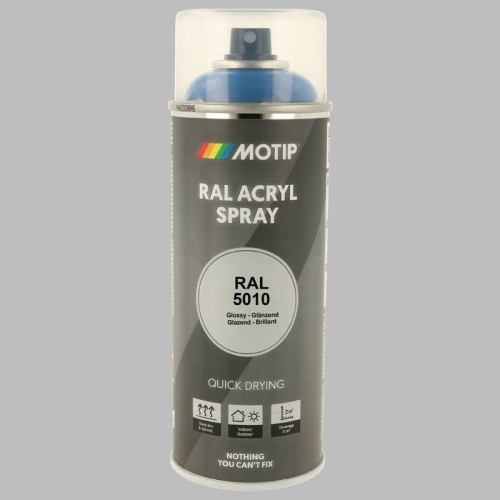 Lackspray Farbe schnell trocknend RAL5010 enzianblau hochglanz 400ml MOTIP 07004