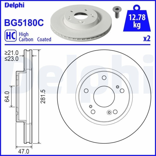 DELPHI Bremsscheibe BG5180C