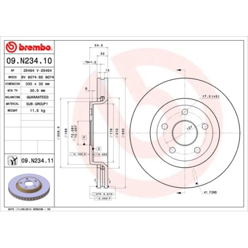 BREMBO Bremsscheibe PRIME LINE - UV Coated 09.N234.11