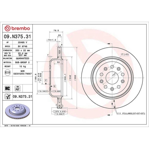 BREMBO Bremsscheibe PRIME LINE - UV Coated