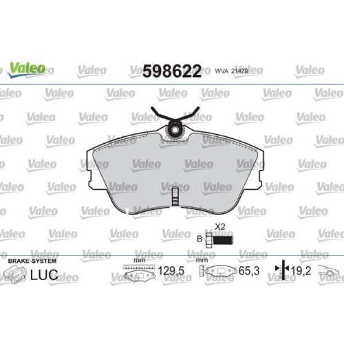 VALEO Bremsbelagsatz, Scheibenbremse 598622