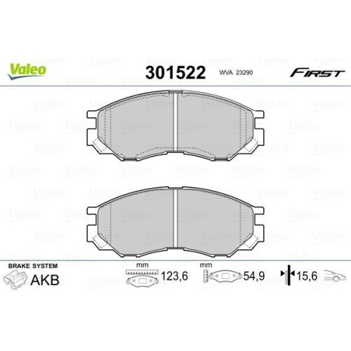 VALEO Bremsbelagsatz, Scheibenbremse FIRST 301522