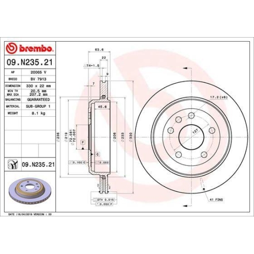 BREMBO Bremsscheibe PRIME LINE - UV Coated 09.N235.21