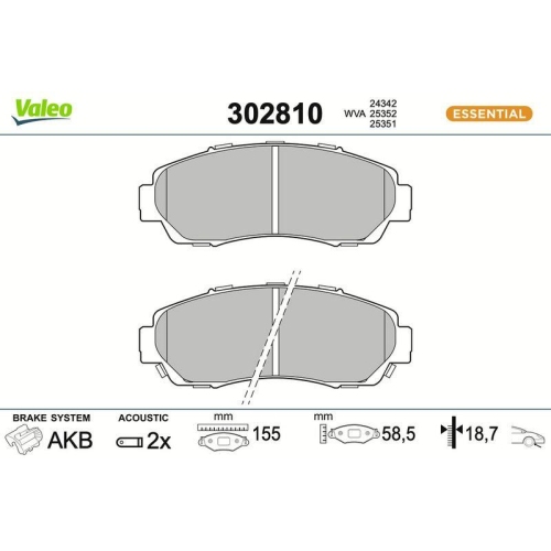 VALEO Bremsbelagsatz, Scheibenbremse ESSENTIAL 302810