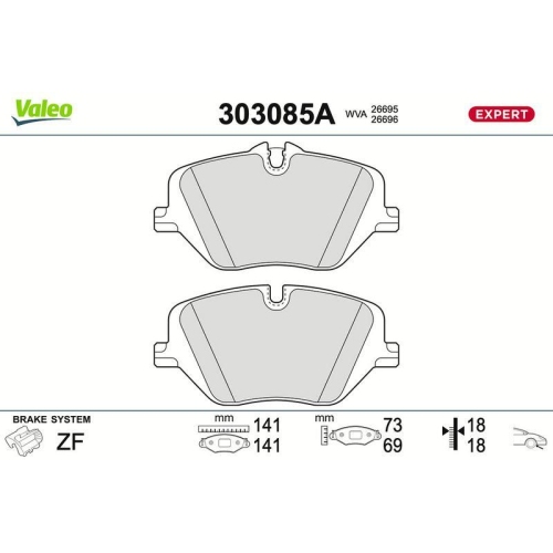 VALEO Bremsbelagsatz, Scheibenbremse EXPERT 303085A