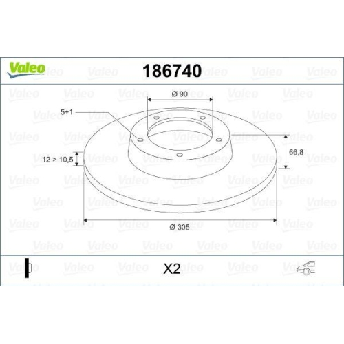 VALEO Bremsscheibe 186740