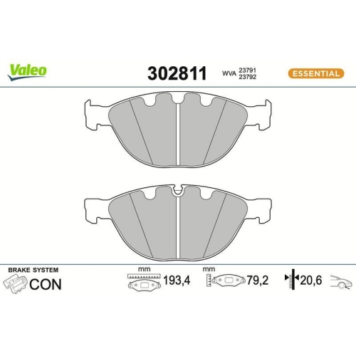 VALEO Bremsbelagsatz, Scheibenbremse ESSENTIAL 302811