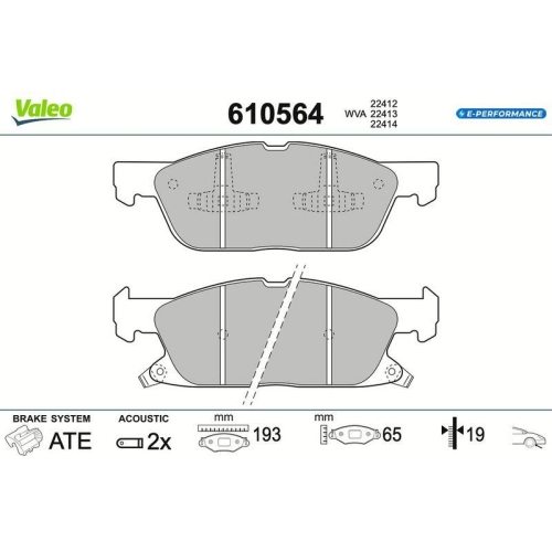 VALEO Bremsbelagsatz, Scheibenbremse E-PERFORMANCE 610564