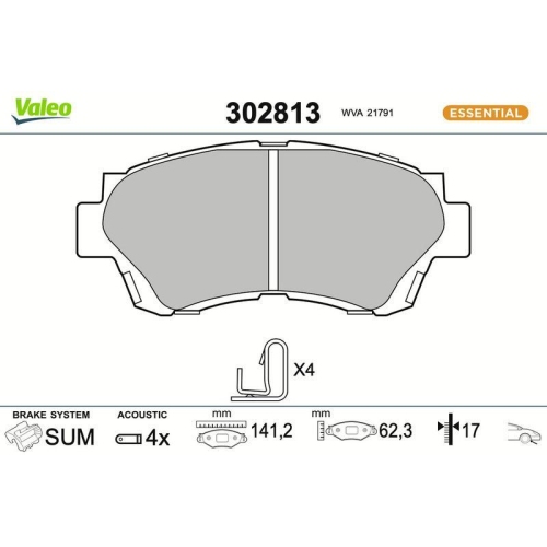 VALEO Bremsbelagsatz, Scheibenbremse ESSENTIAL 302813
