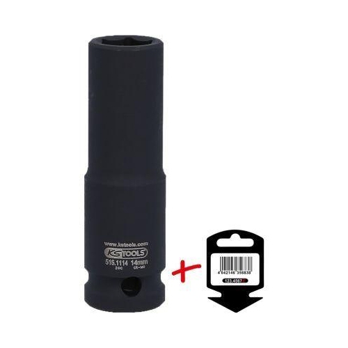 1/2 Zoll Sechskant-Kraft-Stecknuss, lang, 14mm auf H&auml;nger KS TOOLS 515.1114-E
