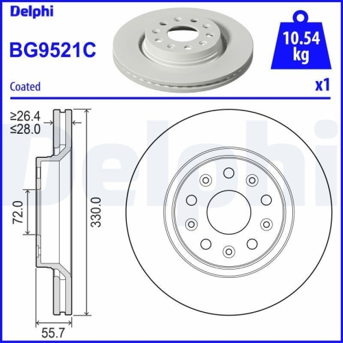 DELPHI Bremsscheibe BG9521C