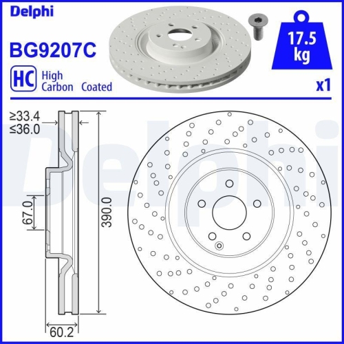 DELPHI Bremsscheibe BG9207C