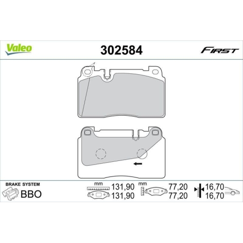 VALEO Bremsbelagsatz, Scheibenbremse FIRST 302584