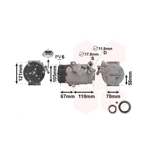 VAN WEZEL Kompressor, Klimaanlage *** IR PLUS *** 3700K494