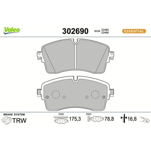 VALEO Bremsbelagsatz, Scheibenbremse ESSENTIAL 302690