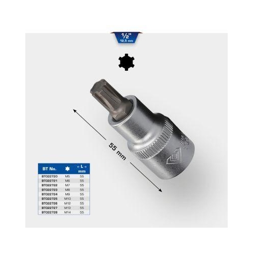 1/2 Zoll RIBE-Bit-Stecknuss, 55 mm lang, M5 BRILLIANT TOOLS BT022720