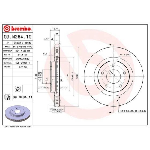 BREMBO Bremsscheibe PRIME LINE - UV Coated 09.N264.11