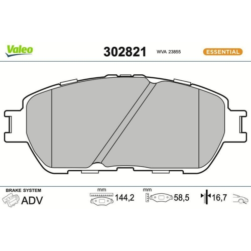 VALEO Bremsbelagsatz, Scheibenbremse ESSENTIAL 302821