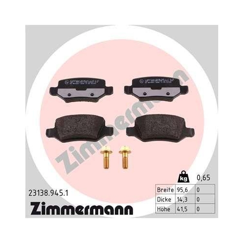 ZIMMERMANN Bremsbelagsatz, Scheibenbremse rd:z 23138.945.1
