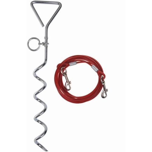 Caravan Wohnwagen Anbindepflock mit 4,5m Kabelleine 2 Karabiner Cartrend 10195