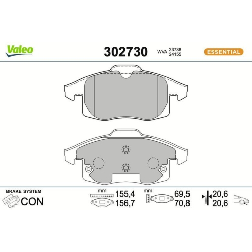 VALEO Bremsbelagsatz, Scheibenbremse ESSENTIAL 302730