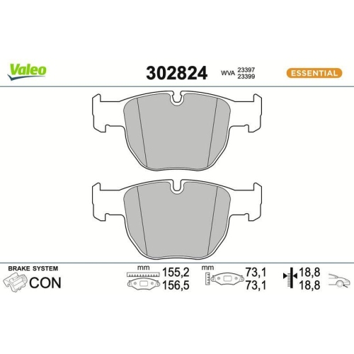 VALEO Bremsbelagsatz, Scheibenbremse ESSENTIAL 302824
