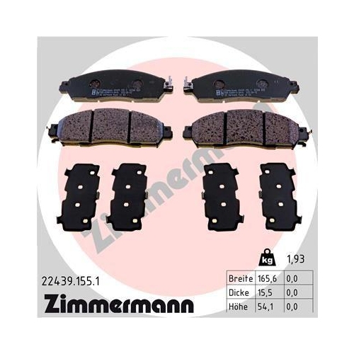 ZIMMERMANN Bremsbelagsatz, Scheibenbremse 22439.155.1