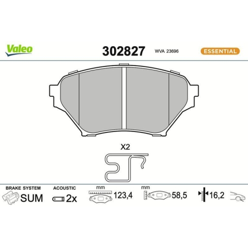 VALEO Bremsbelagsatz, Scheibenbremse ESSENTIAL 302827