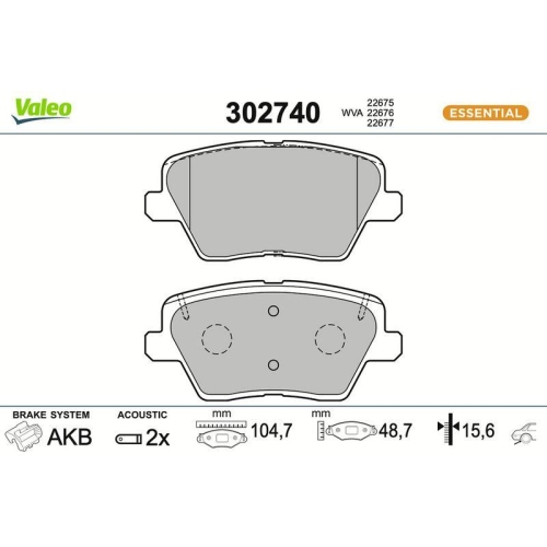 VALEO Bremsbelagsatz, Scheibenbremse ESSENTIAL 302740