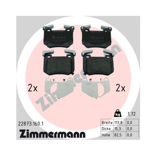 ZIMMERMANN Bremsbelagsatz, Scheibenbremse 22873.160.1