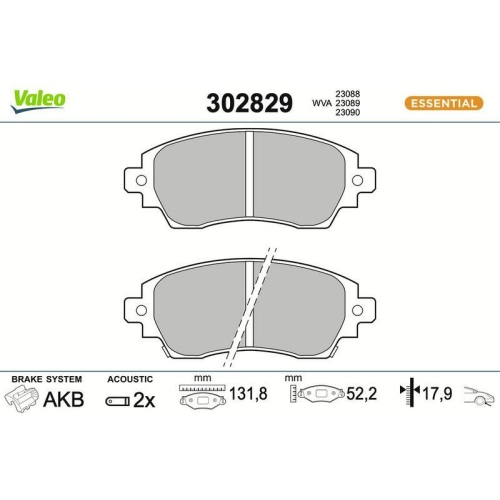 VALEO Bremsbelagsatz, Scheibenbremse ESSENTIAL 302829